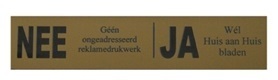 Nee-Ja sticker messing-look bord voor brievenbus
