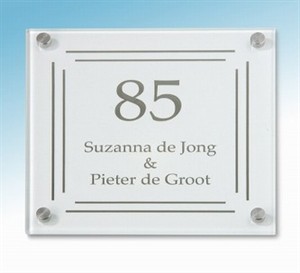 Spiegel naambord van glas