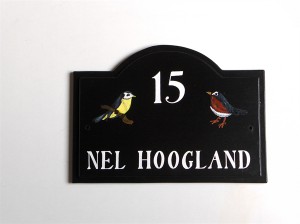 Houten naambordje handgeschilderd 