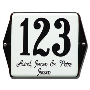 Emaille naambord met huisnummer 
