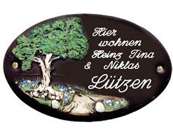 Keramiek naambord Landleven