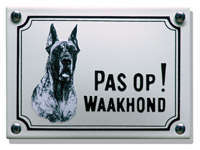 Deense Dog Honden naamplaat. Pas op Waakhond