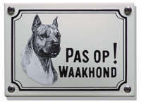 Stafford Honden naamplaat. Pas op Waakhond