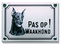 Doberman Honden naamplaat. Pas op Waakhond