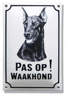 Doberman Honden naambord. Pas op Waakhond