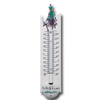 Emaille thermometer bloemen design