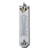 Emaille thermometer bloemen motief