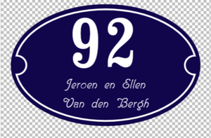Ovaal geëmailleerd naambord - met huisnummer