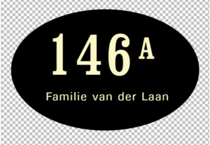Ovaal geëmailleerd naambord zonder kader - met huisnummer