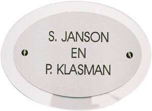 RVS naamborden  afmeting: 16 x 11 cm.