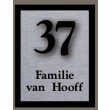 Rvs naamplaat met perspex huisnummer. Afmeting 14 x 18 cm