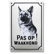 Herdershond Honden naambord. Pas op Waakhond